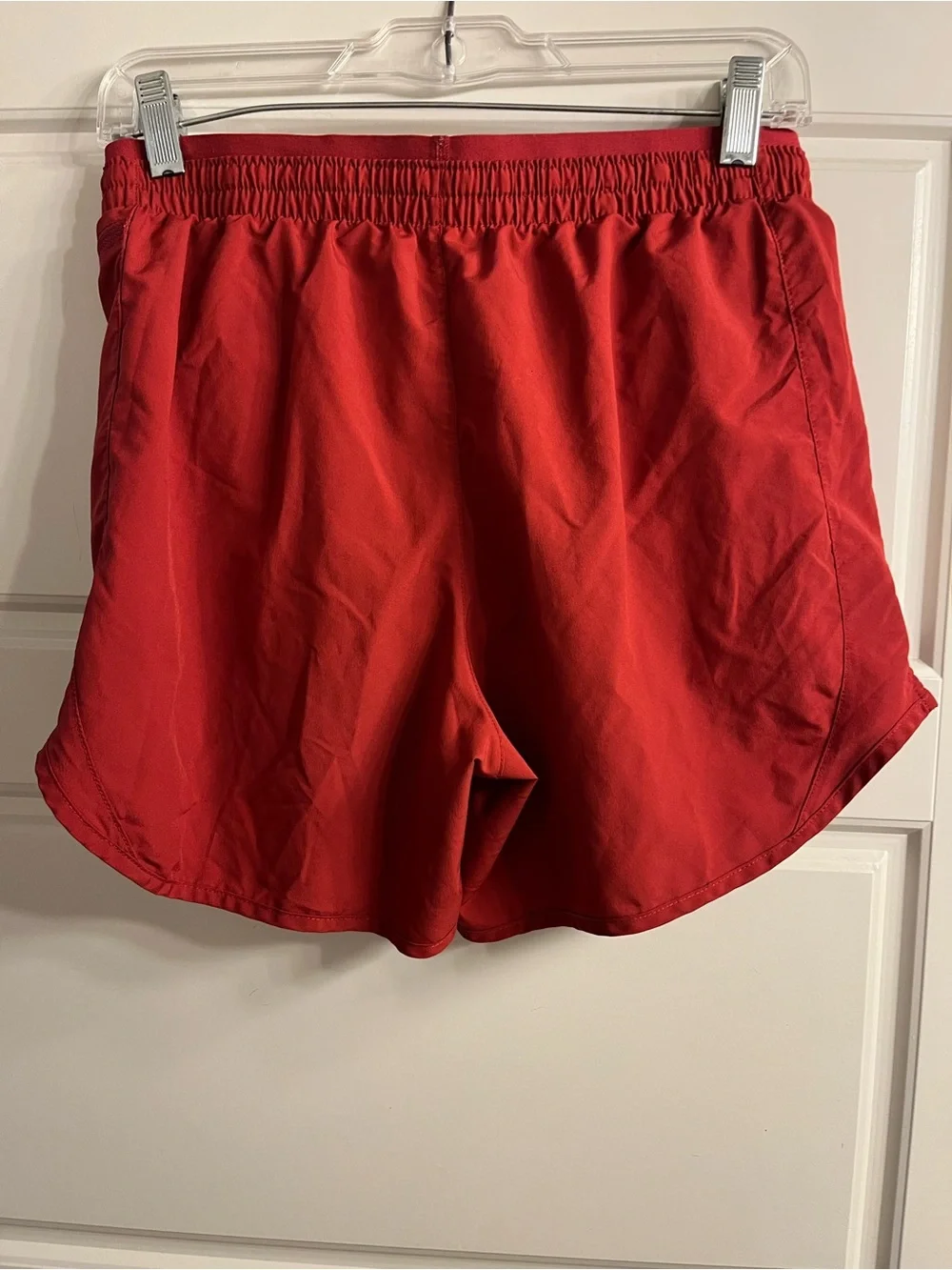 Nike Women's Red Athletic Shorts with White Script A